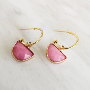 Pink Quartz Earrings with Rose Quartz Gemstone