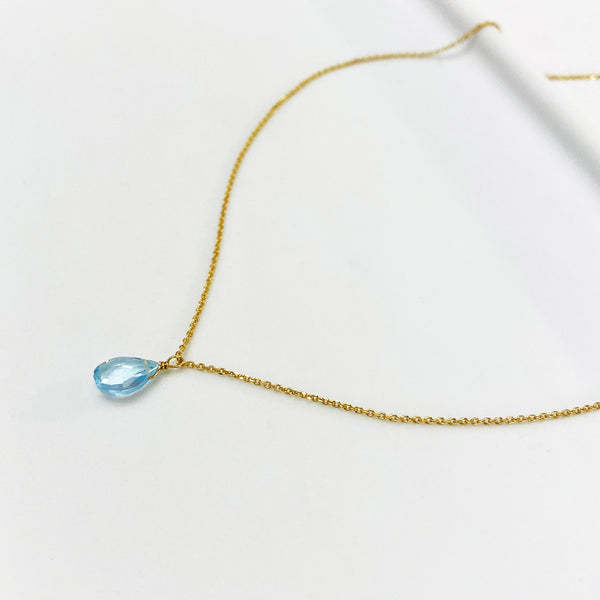 Aquamarine Necklace with an Aquamarine teardrop Pendant