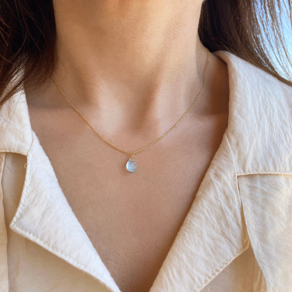 Aquamarine Necklace with an Aquamarine teardrop Pendant