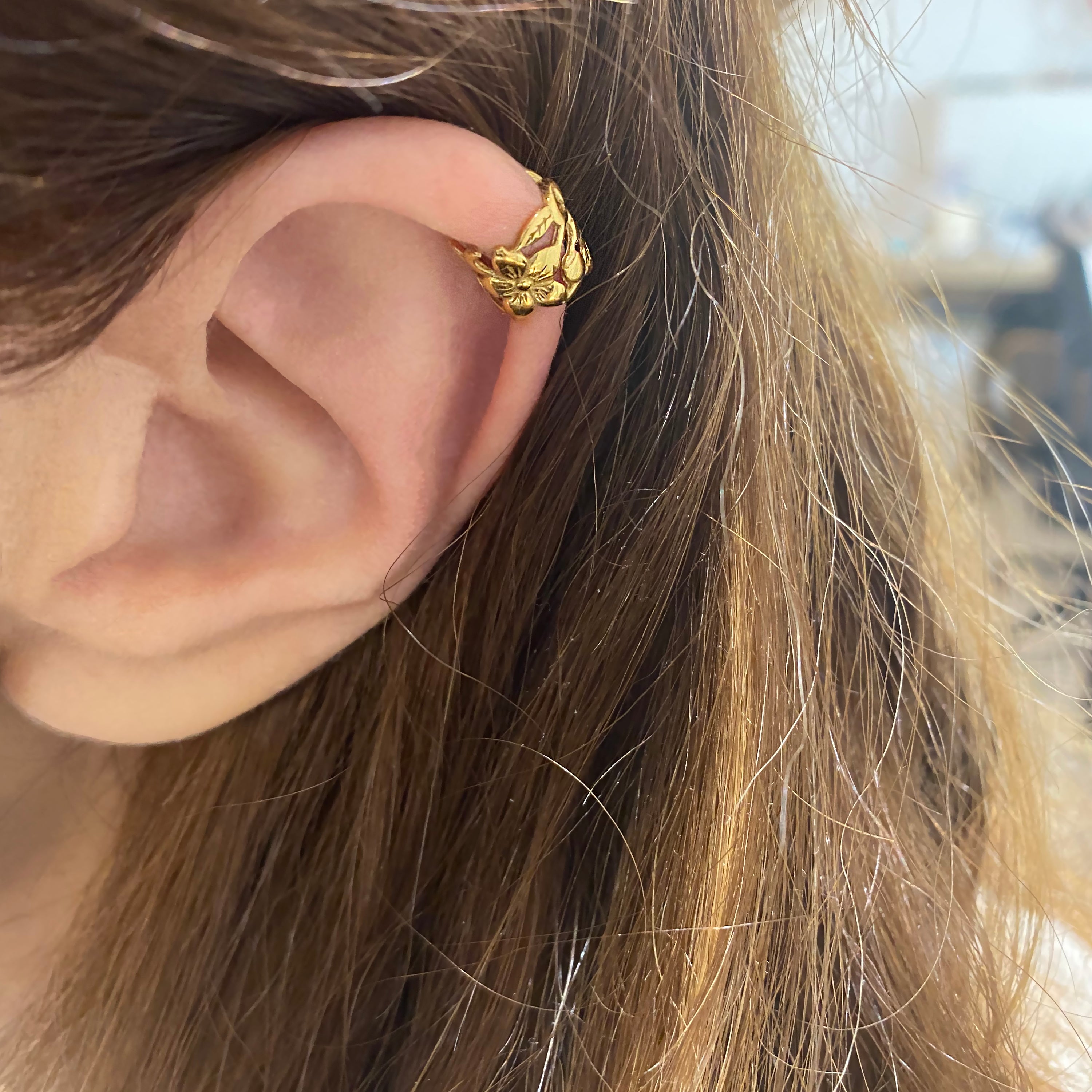 Flower Ear Cuff! Minimalist Ear Cuff, Non Pierced Earrings Gold filled 925 sterling silver