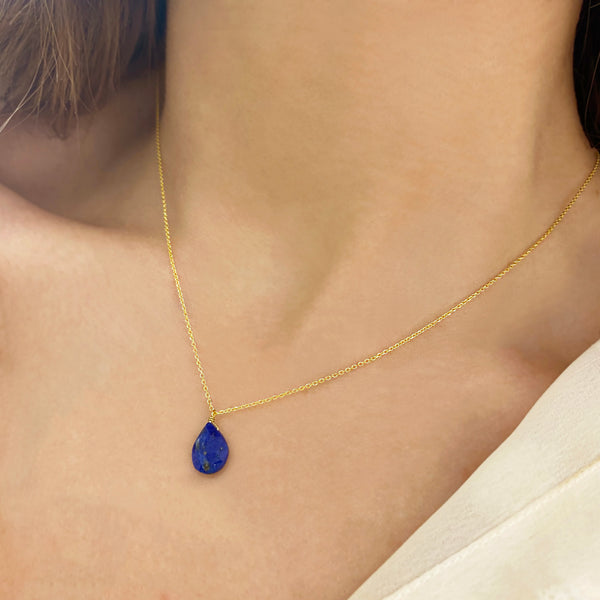 Real Lapis Lazuli Drop Pendant necklace