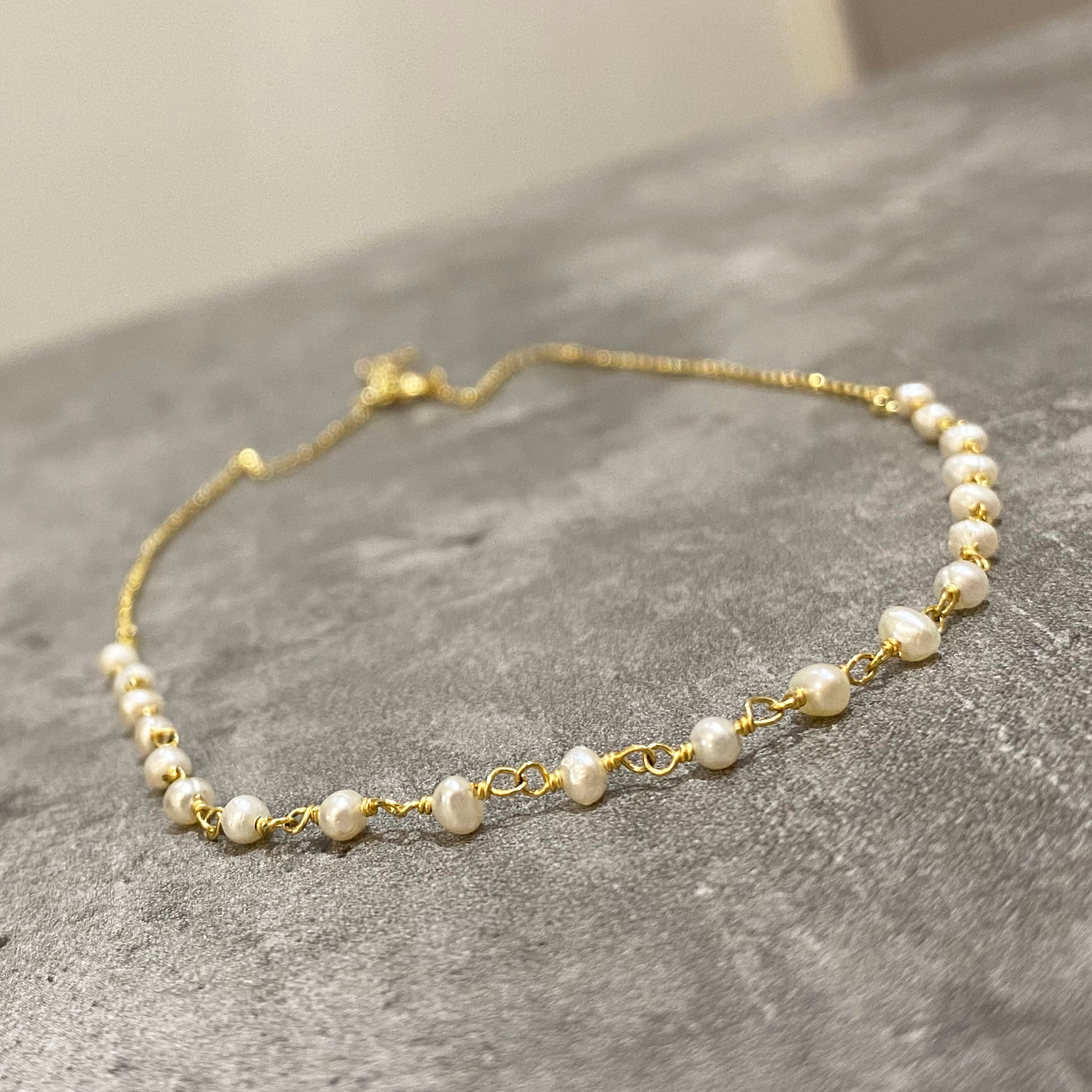 Real Pearl necklace - Choker with genuine white pearls