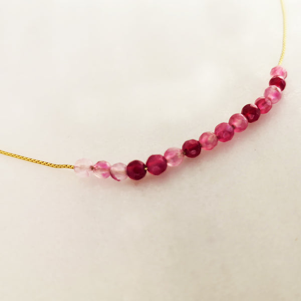Dainty Pink Necklace with agate gemstones