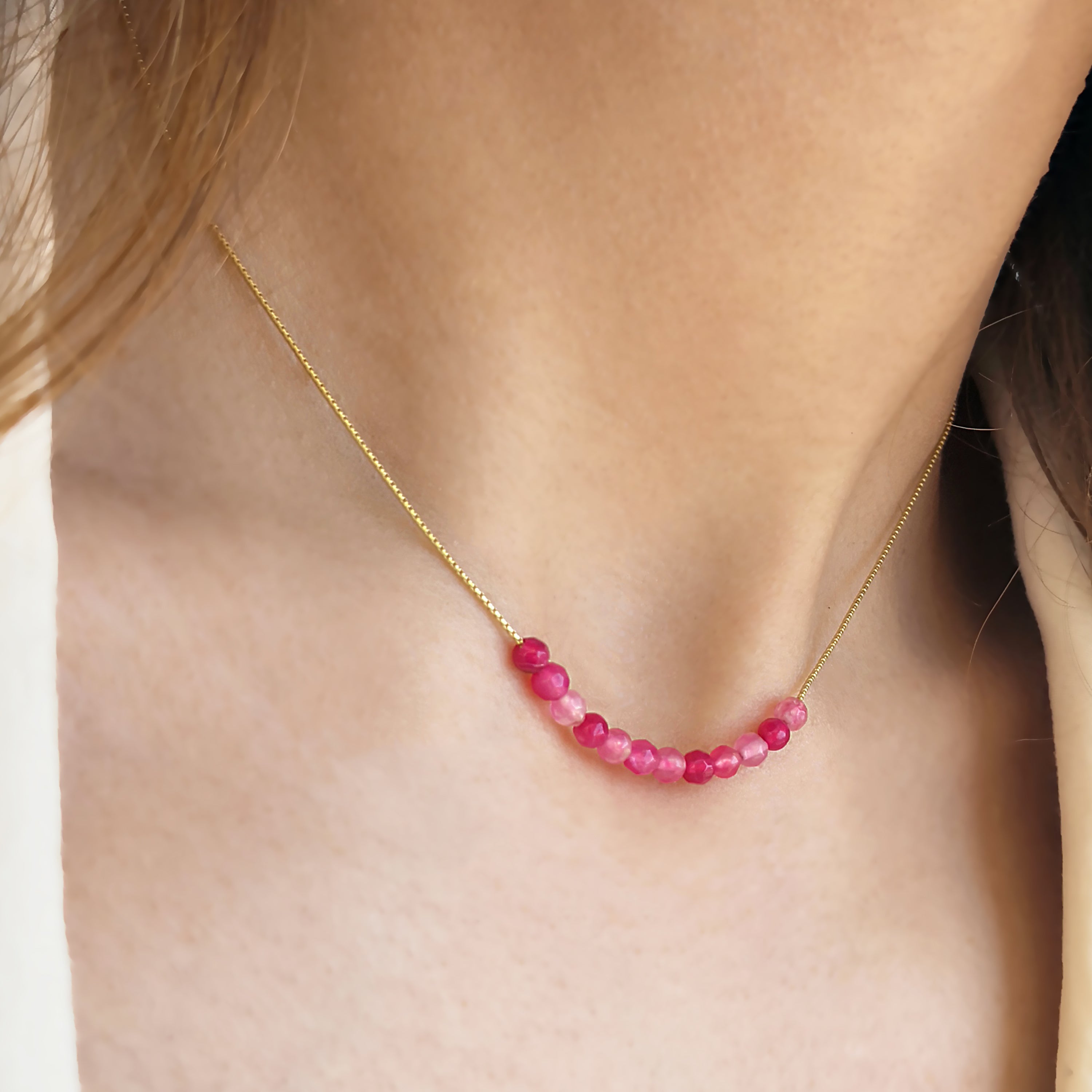 Dainty Pink Necklace with agate gemstones