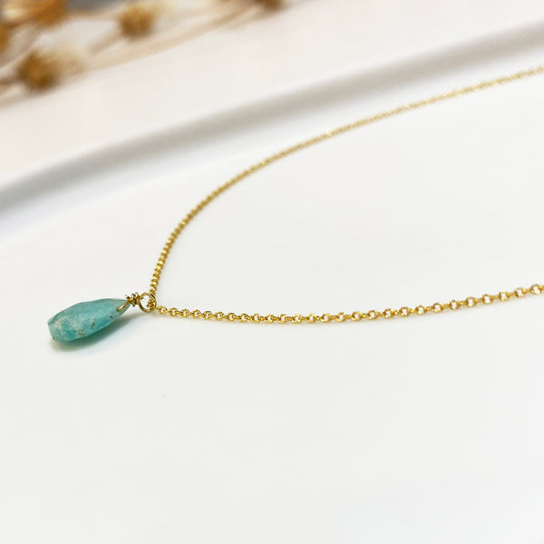 Amazonite Teardrop Necklace with Real Amazonite Gem and sterling silver 925