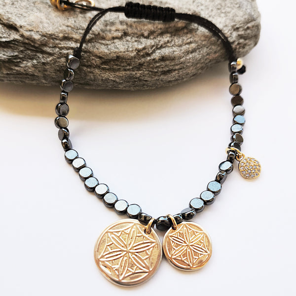 Greek coins and hematite gems bracelet!