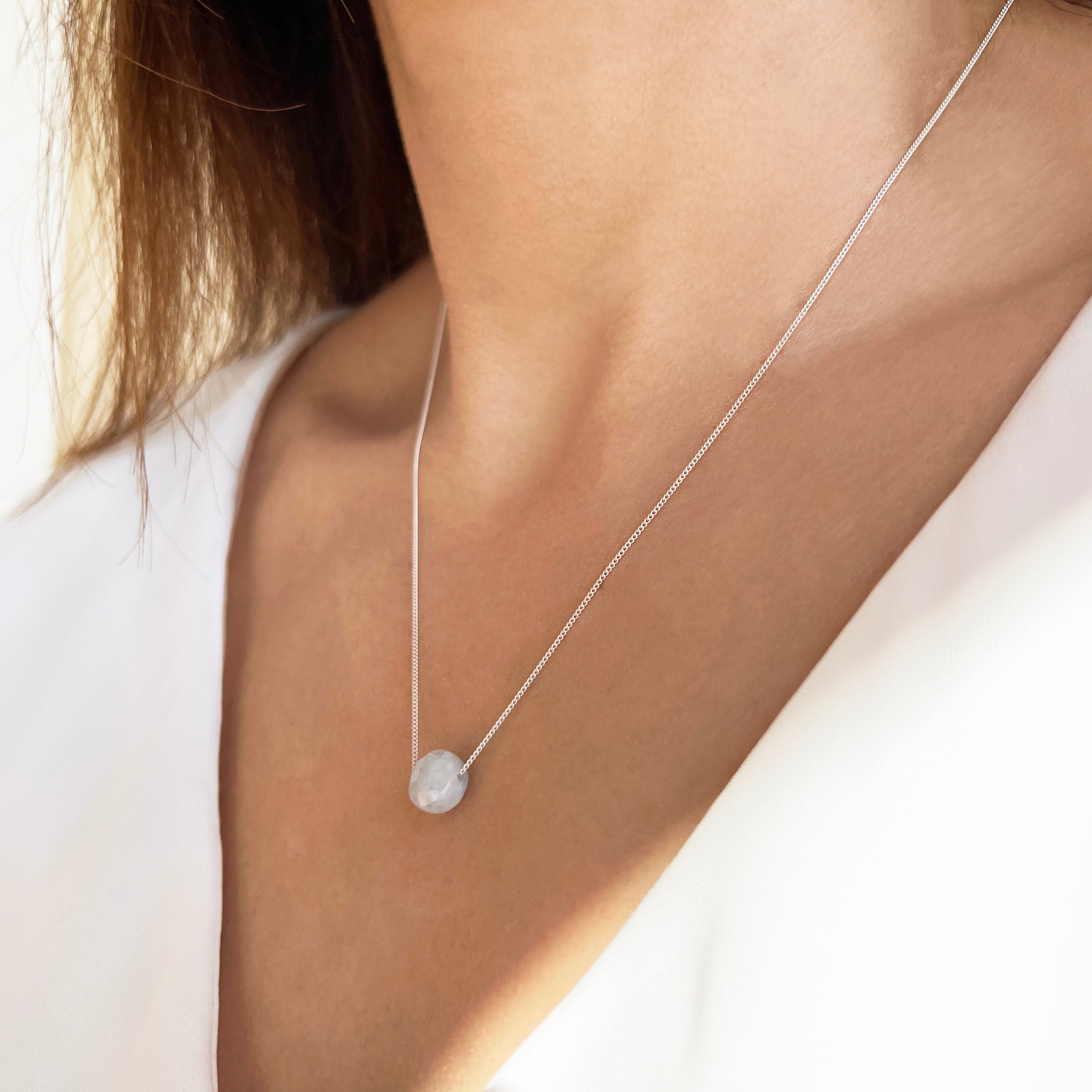 Natural Aquamarine, March Birthstone Necklace