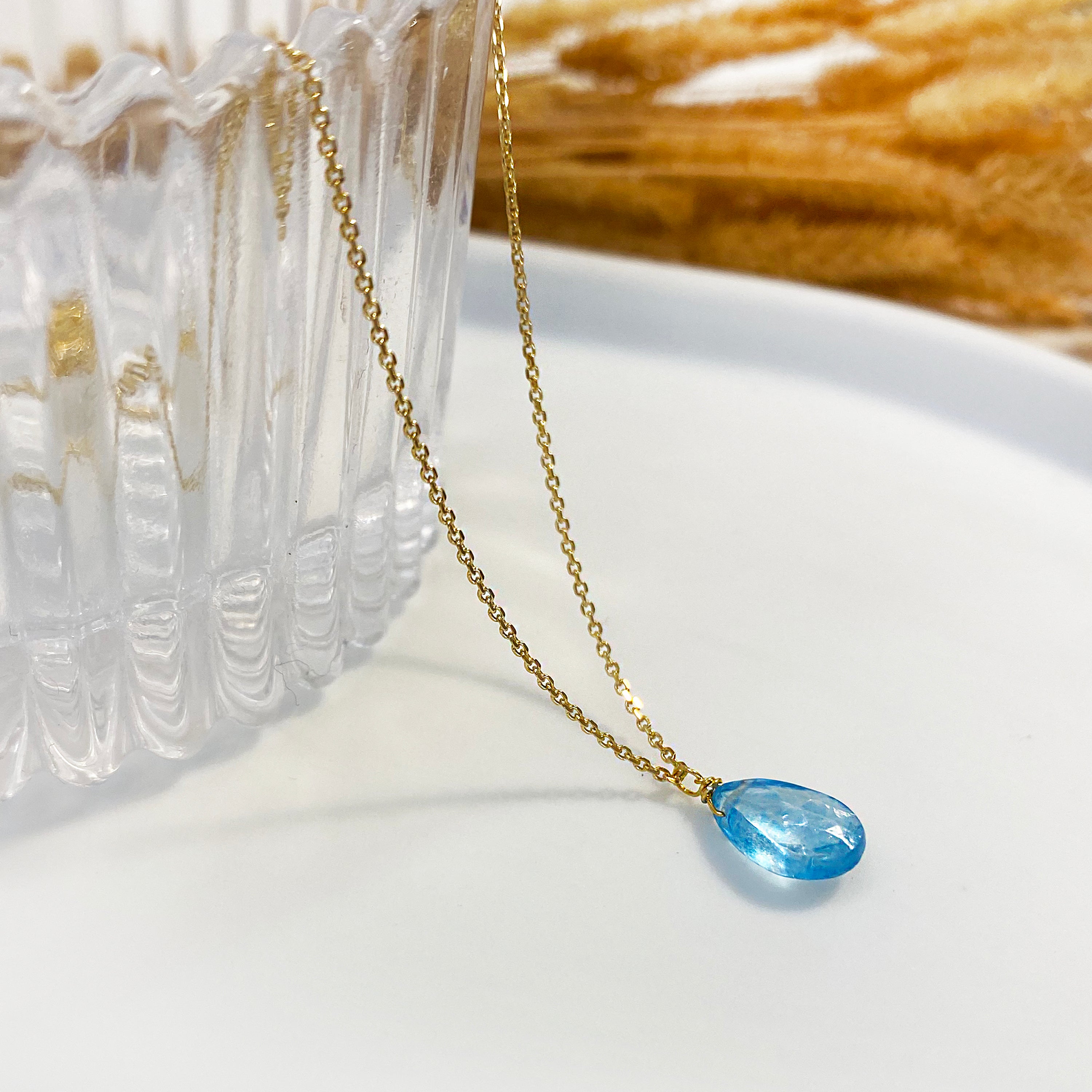 Blue Topaz Necklace. December Birthstone Necklace. Silver 925