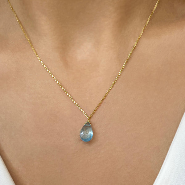 Blue Topaz Necklace. December Birthstone Necklace. Silver 925
