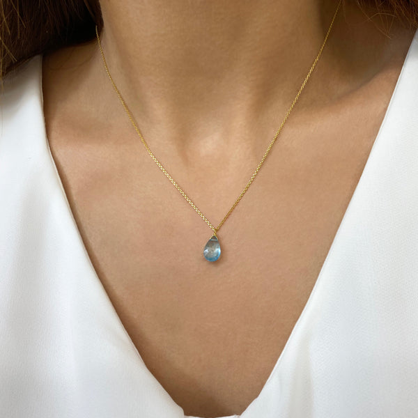 Blue Topaz Necklace. December Birthstone Necklace. Silver 925