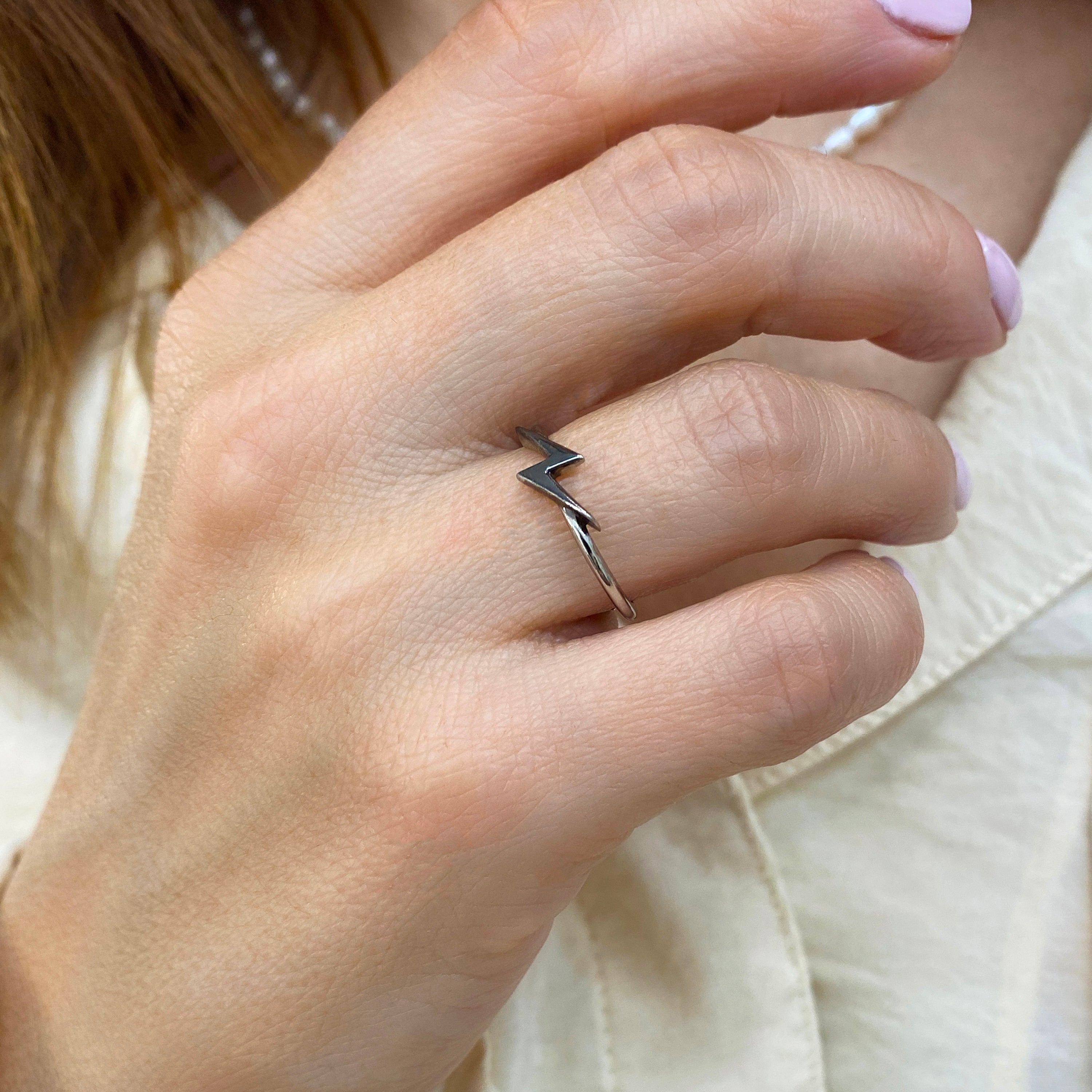 Dainty Thin Gold Ring with a Thunder design