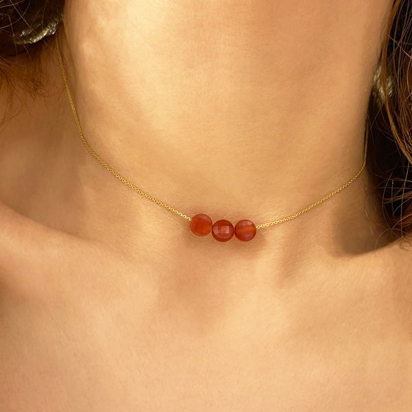 Carnelian Crystal Necklace- Gemstone Choker