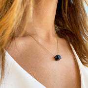 Black Cube Onyx Necklace. Silver 925