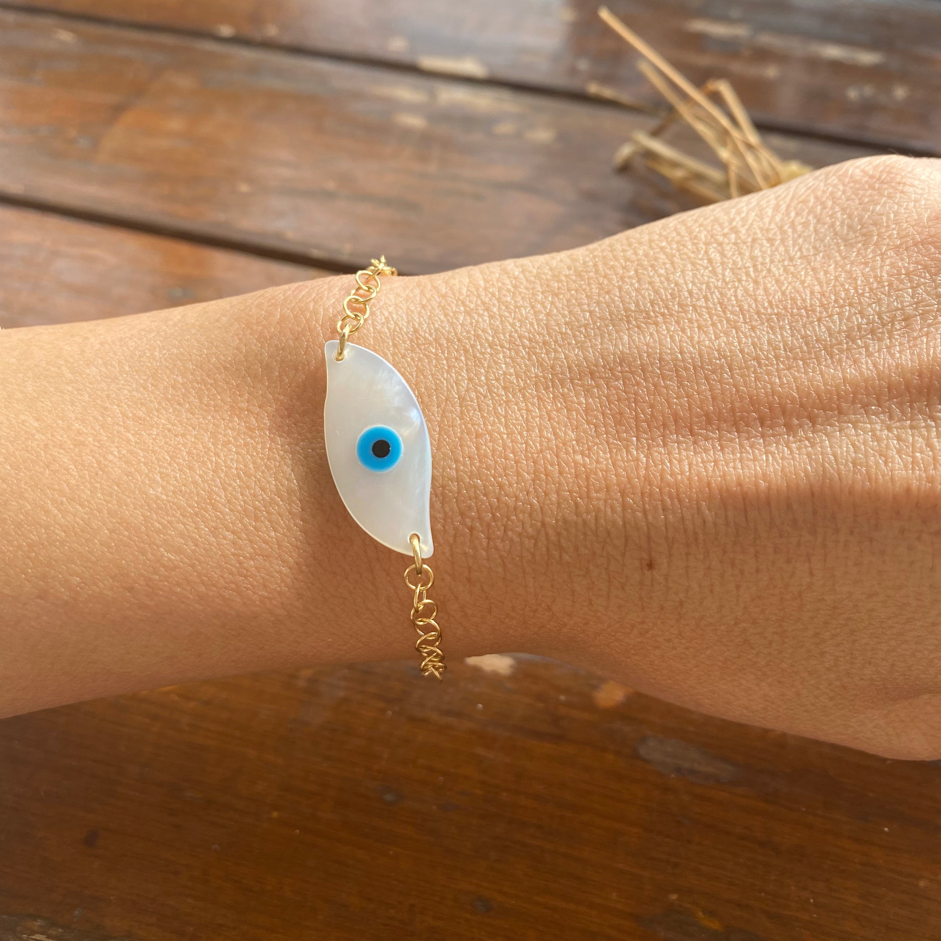 Evil Eye Bracelet with Mother of Pearl and silver 925