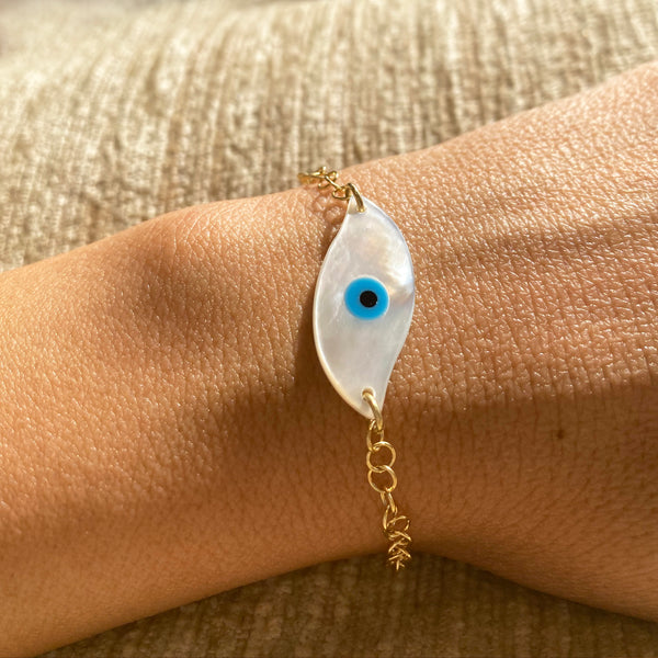 Evil Eye Bracelet with Mother of Pearl and silver 925