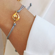 Minimalist Evil EyeBracelet with zircon. Silver 925