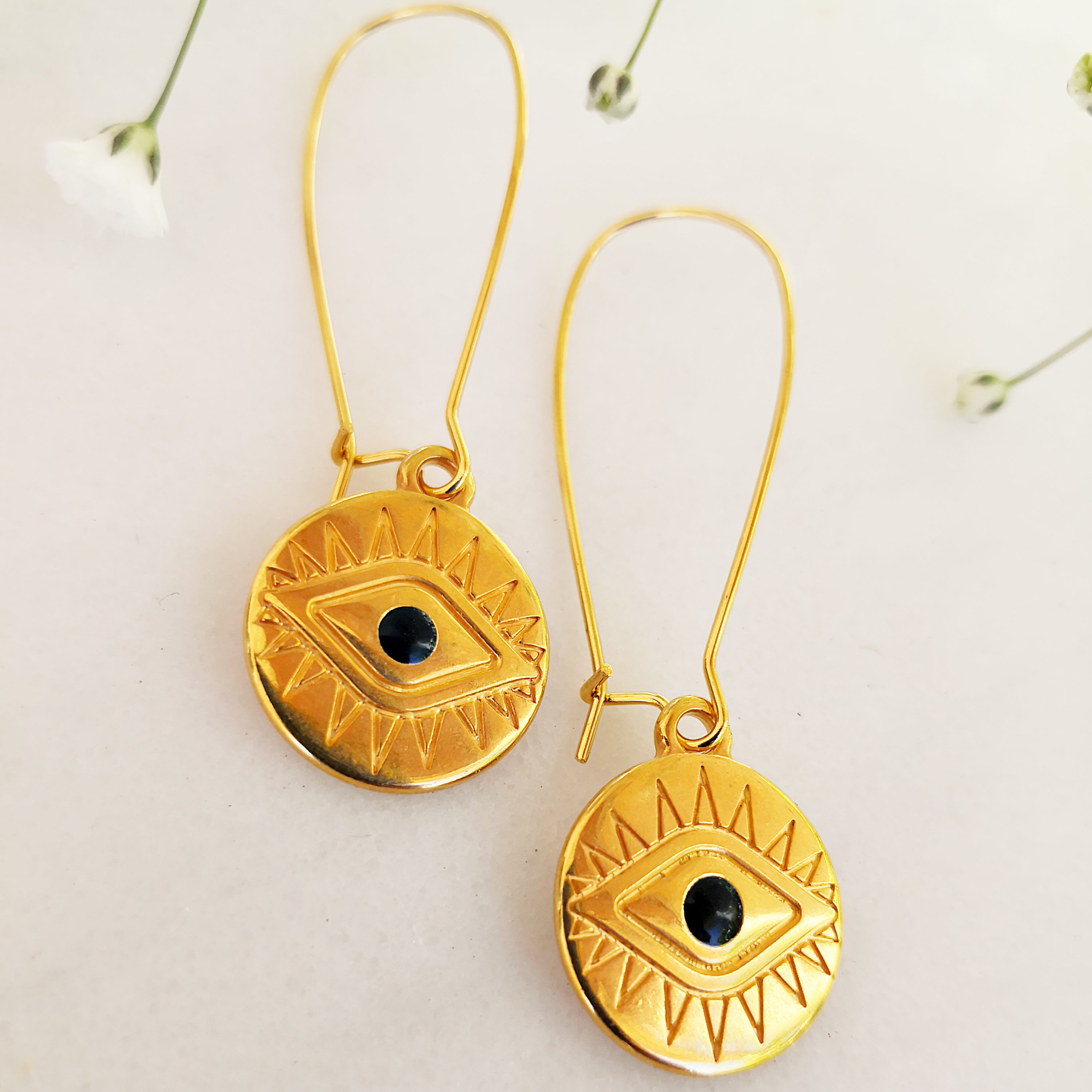 Evil Eye Gold Earrings