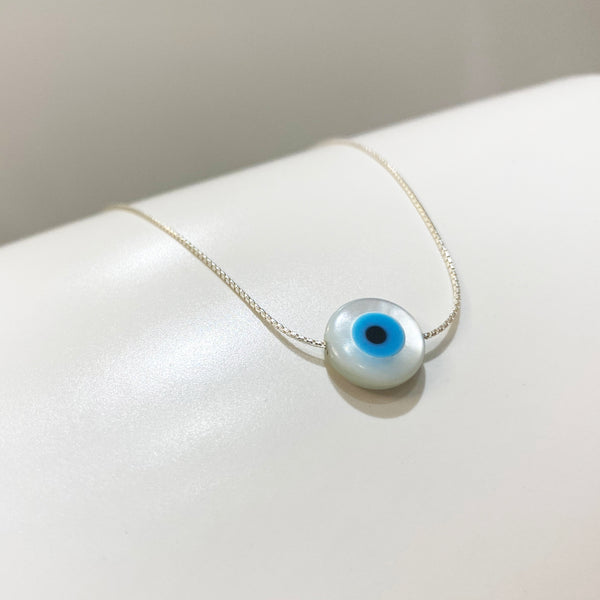 Evil Eye Choker Necklace - Silver 925 - Mother of Pearl