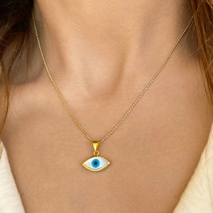 Evil Eye Protection Necklace | Made from Sterling Silver 925 in Greece | 24k Gold plated