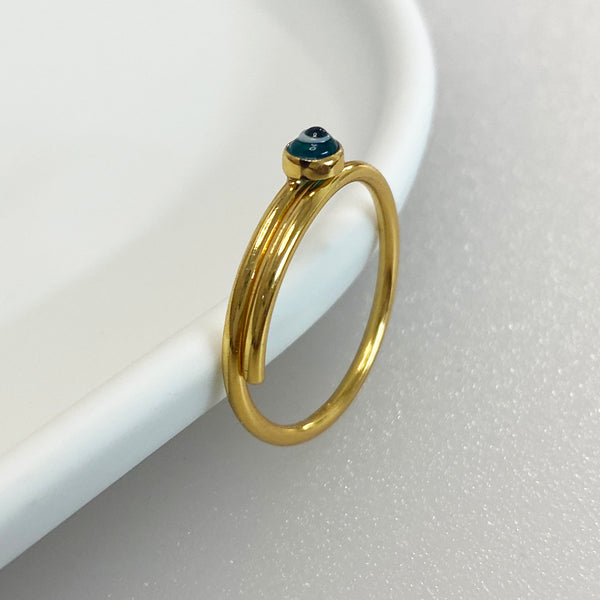 Gold Evil Eye Ring! Adjustable Minimalist Ring! Sterling Silver 925