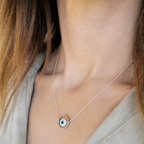 Minimal Necklace with a dainty Evil Eye