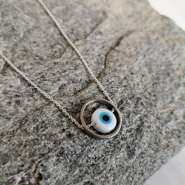 Minimal Necklace with a dainty Evil Eye