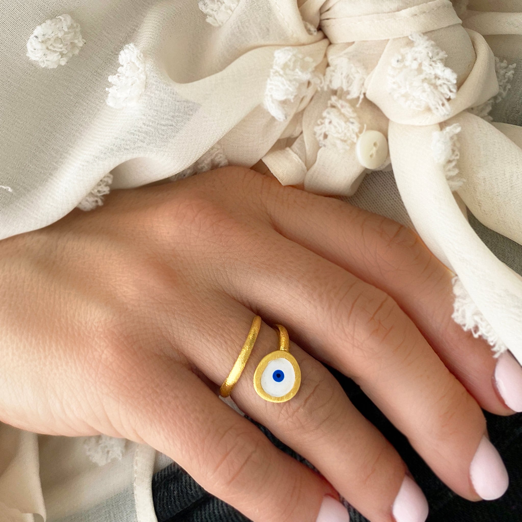 ❤️ 10k gold greek eye ring I Love You ❤️ Women’s or online girls ring Size 7 ❤️