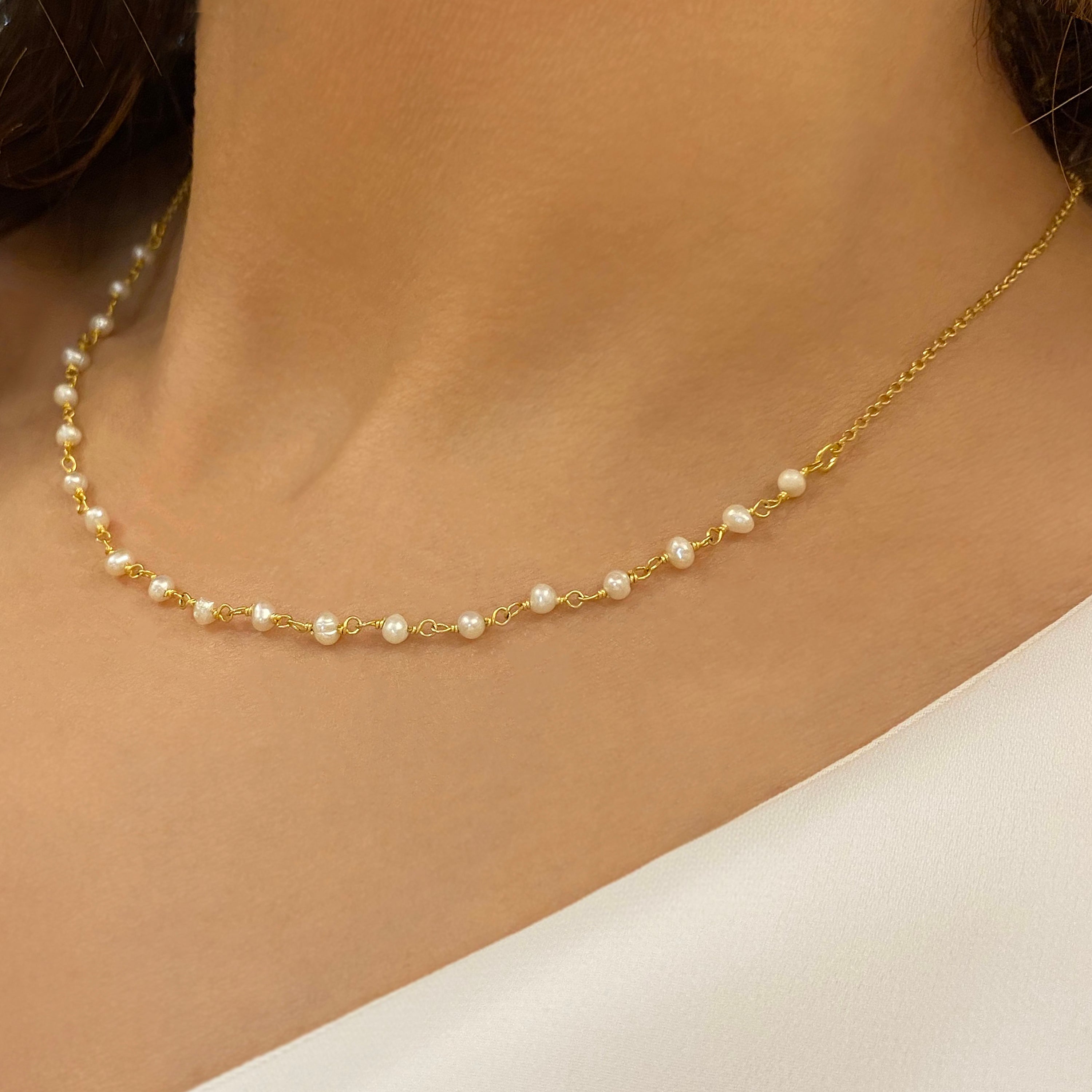 Real Pearl necklace -  Dainty Pearl Choker - Sterling silver 925