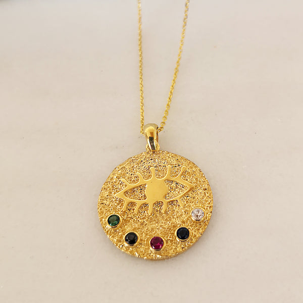 Evil Eye necklace with colourful zircons