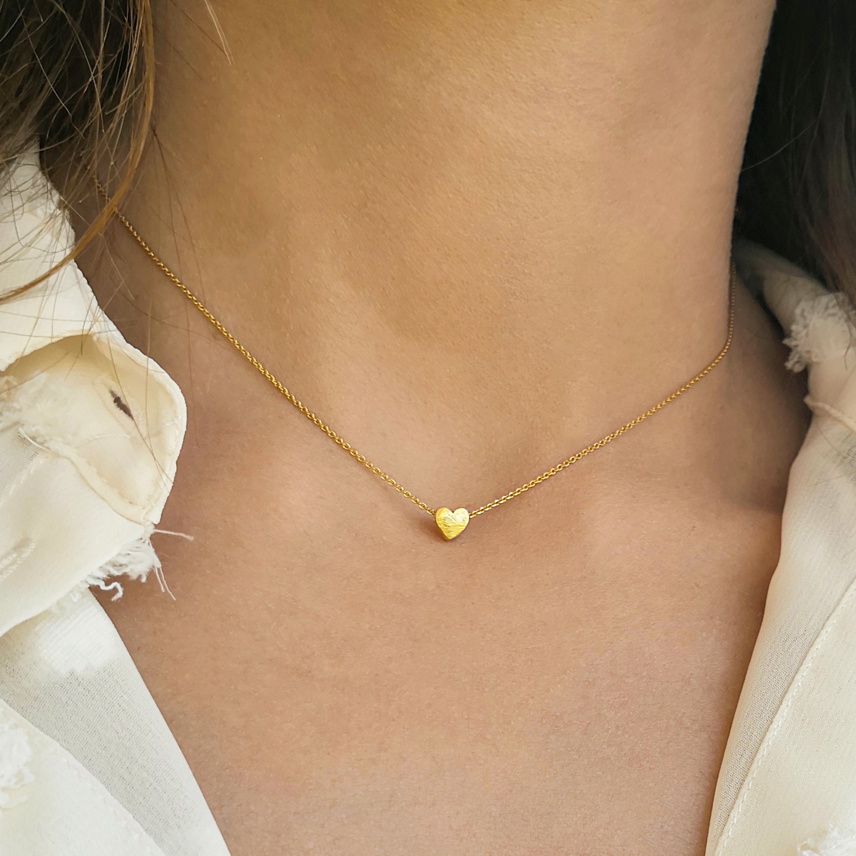 Small Gold heart necklace in minimalist style! Silver 925