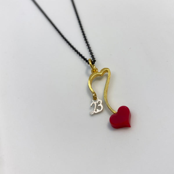 2023 Greek Gouri Necklace- Red Heart Necklace - Silver 925
