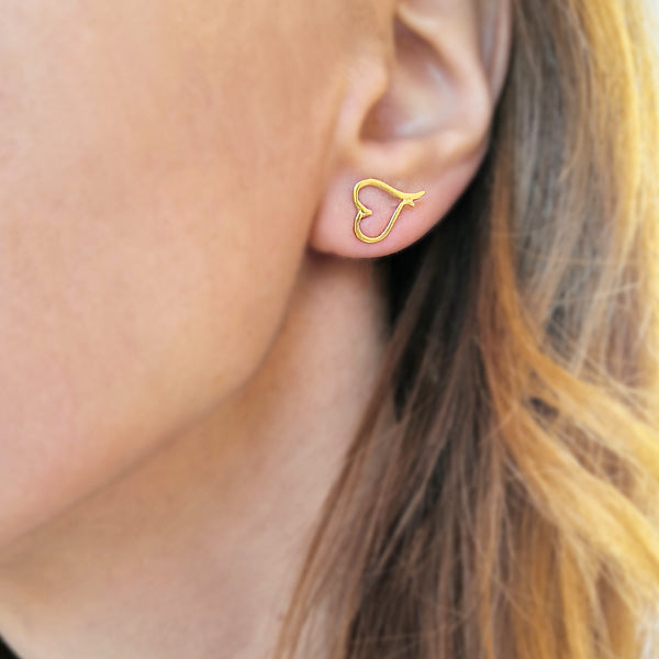 Tiny Heart Stud Earring - Silver 925