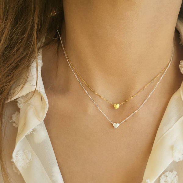 Small Gold heart necklace in minimalist style! Silver 925