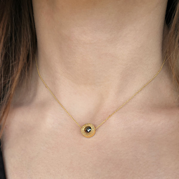 Minimal  Necklace with a dainty hematite gemstone