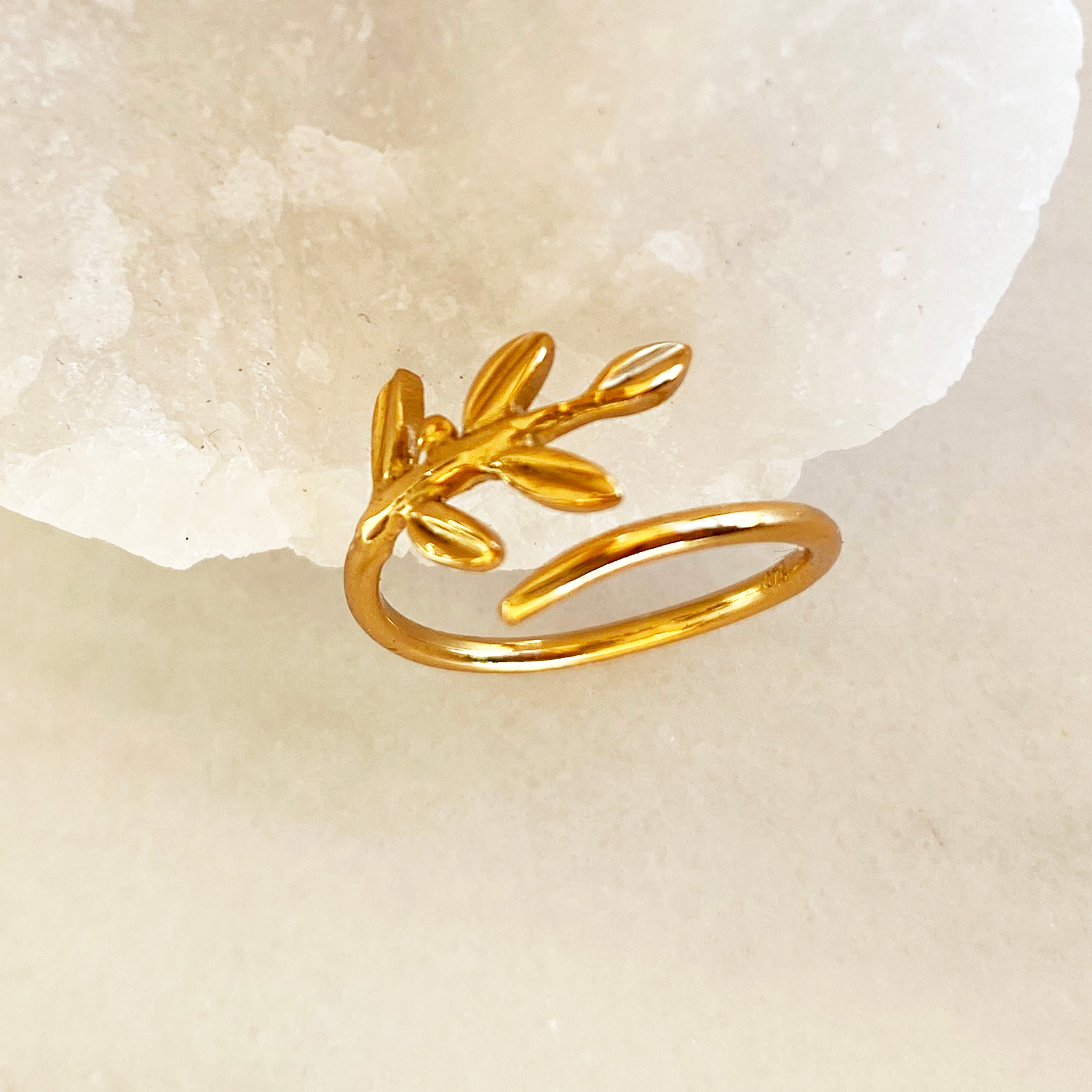 Olive Leaf Ring - Sterling silver 925 that is gold filled (22K)