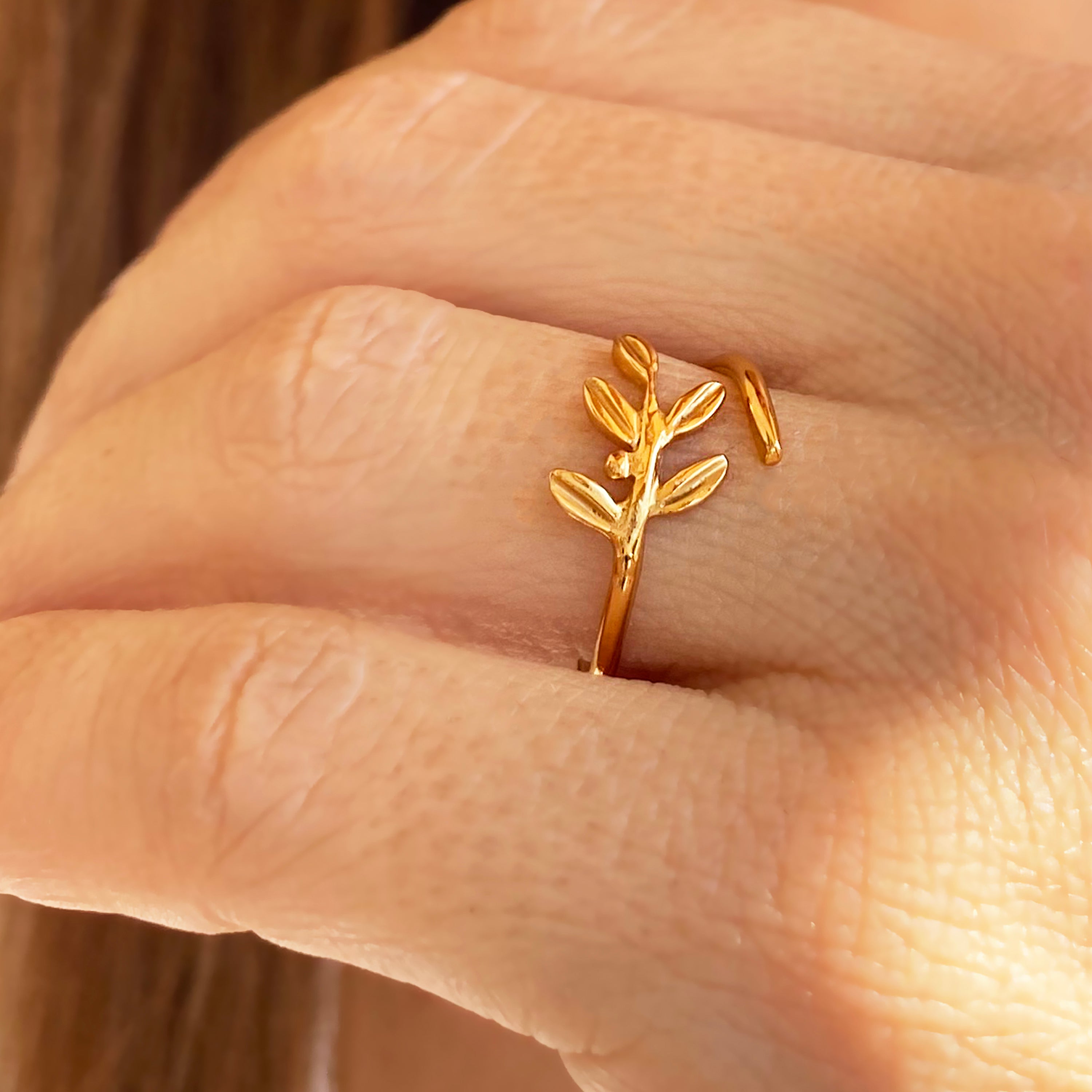 Olive Leaf Ring - Sterling silver 925 that is gold filled (22K)