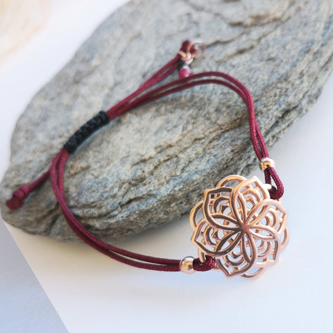 Rose gold Mandala Bracelet with Macrame