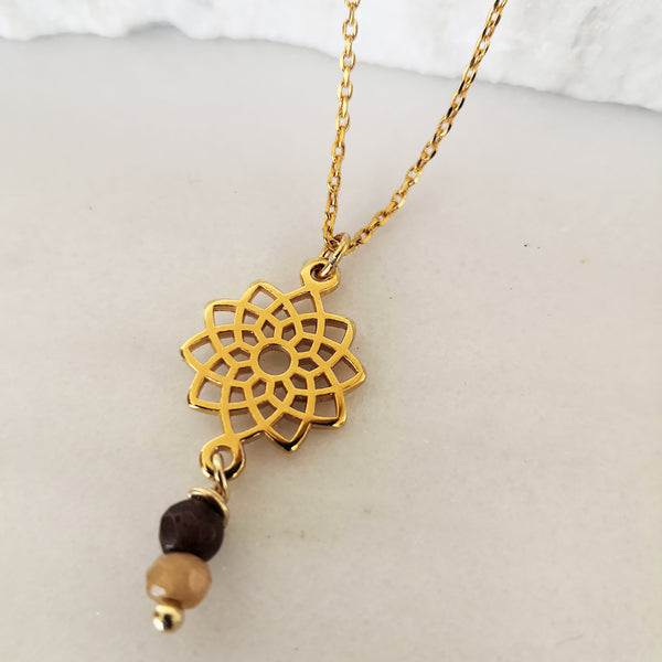 Dainty mandala flower necklace