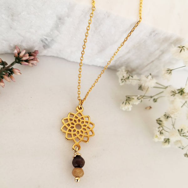 Dainty mandala flower necklace