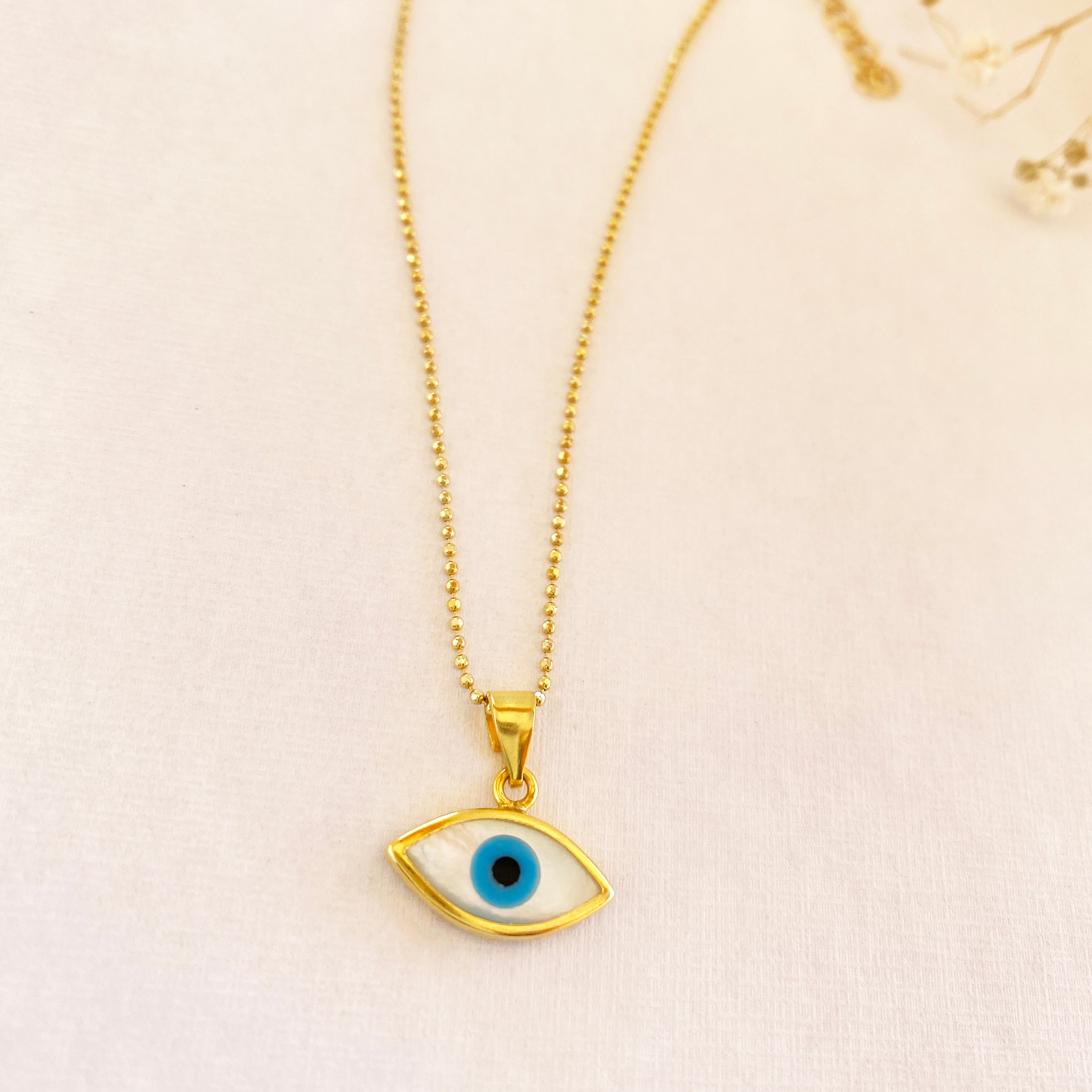 Evil Eye Protection Necklace | Made from Sterling Silver 925 in Greece | 24k Gold plated