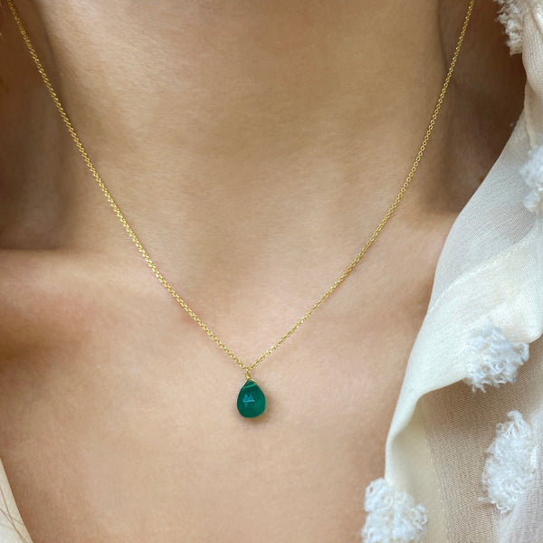 Green onyx drop pendant Necklace