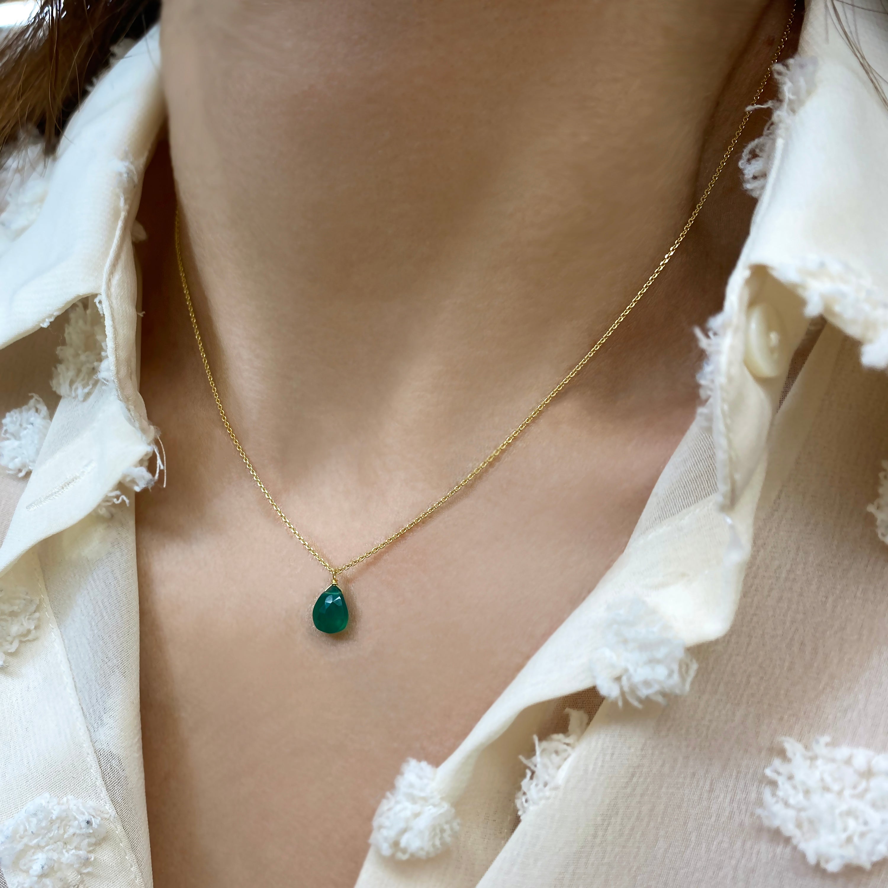 Green onyx drop pendant Necklace