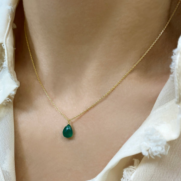 Green onyx drop pendant Necklace