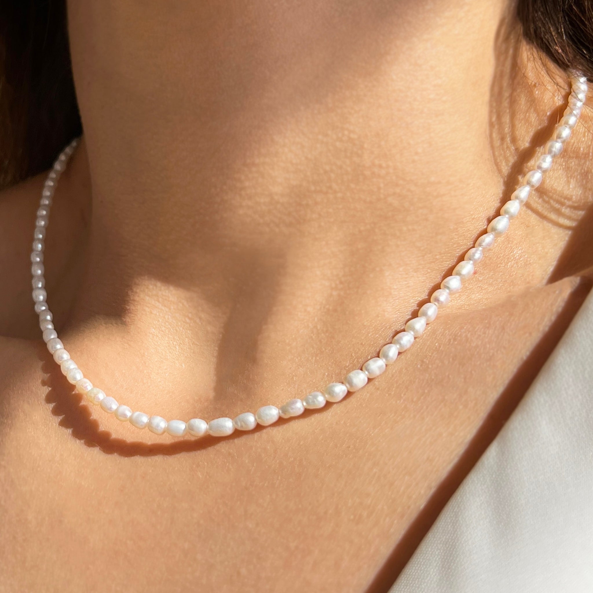 Seed Pearl Necklace with real white pearls –