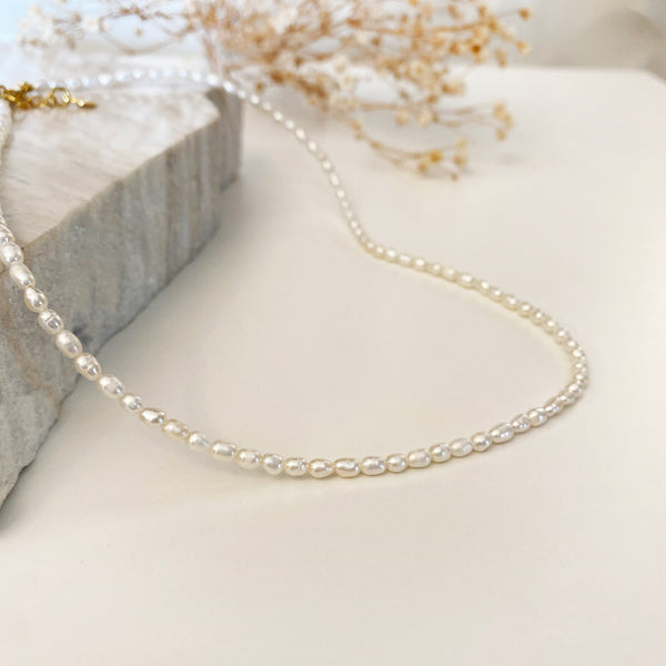 Seed Pearl Necklace with real white pearls