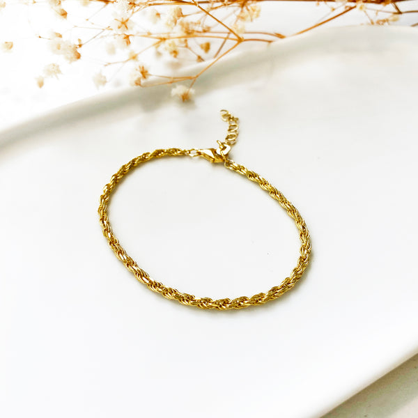 Gold Rope Chain Bracelet! Silver 925