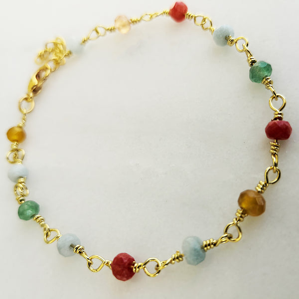 Colorfull rosary bracelet with agate gemstones