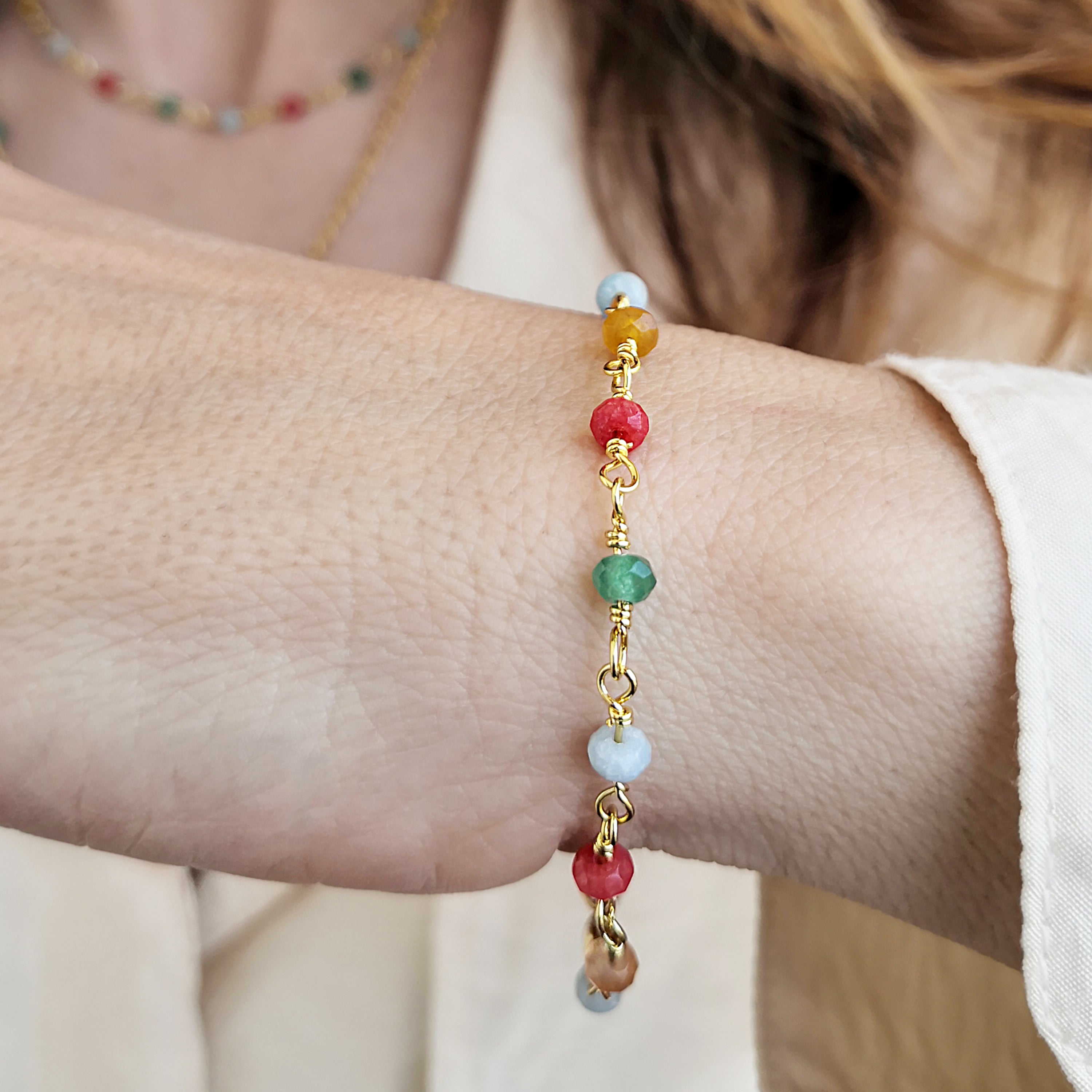 Colorfull rosary bracelet with agate gemstones