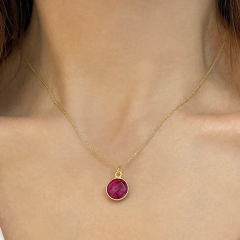 Real Ruby Pendant Necklace- July Birthstone Necklace