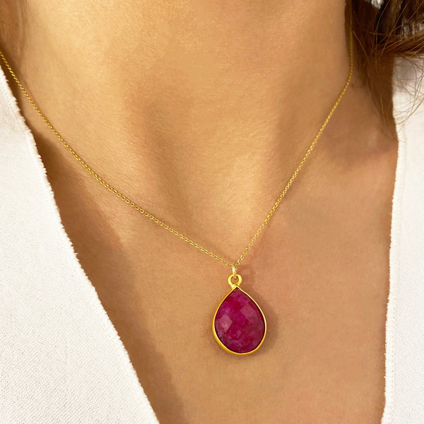 Red Ruby Necklace with a Real Ruby Pendant